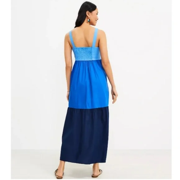 LOFT Colorblock Blue Maxi Dress - Picture 3 of 8